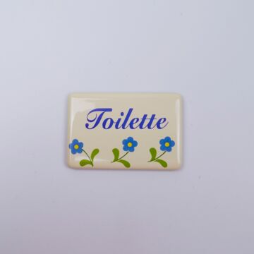 Münder-Email Türschild mit Blümchendekor - Toilette