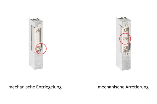 Mechanische Entriegelung und Arretierung bei elektrischen Türöffnern